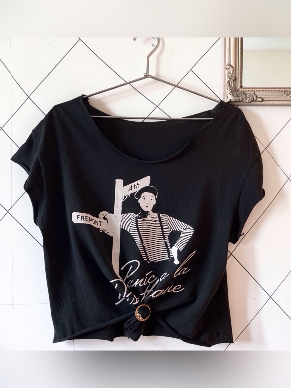 Panic! At The Disco Upcycled Reconstructed Graphic Crop Top | Black | Size L
